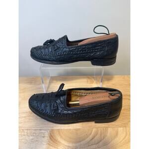 Zelli Made in Italy Ostrich Leather Slip On Loafer Shoes w Tassels Size 8.5 M JL